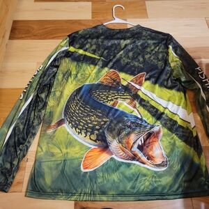 Men's Green Fish Print Swim Shirt